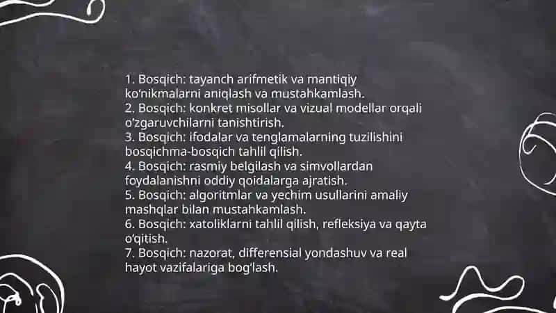 Algebraik materiallatni o'qitish metodikasi 3