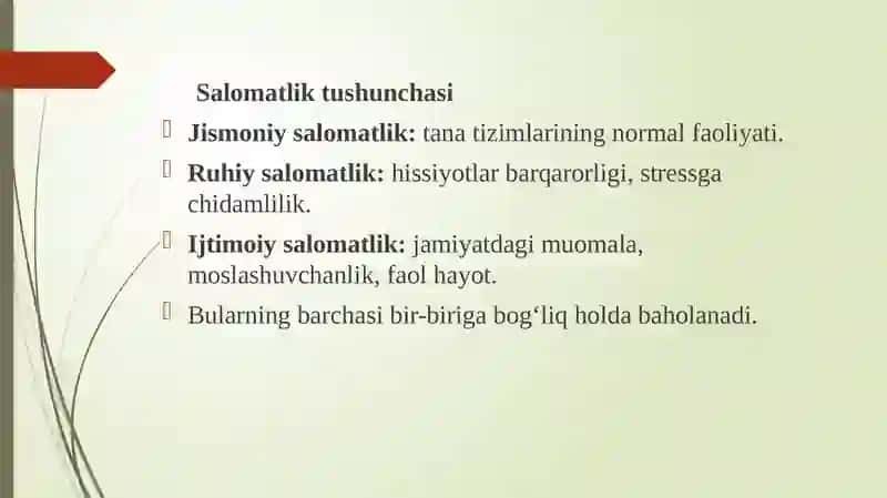 Salomatlik darajasini baxolash mezonlari 3
