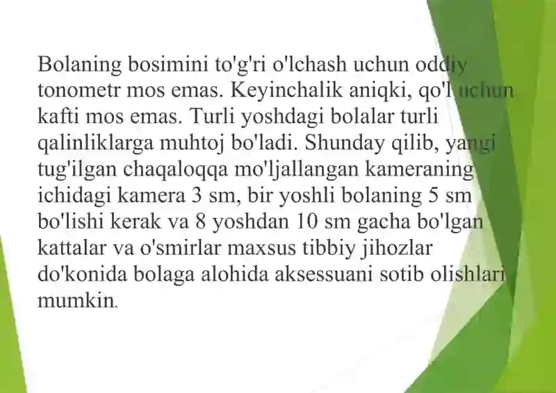 Bolalarda arterial qon bosimini o'lchash 3