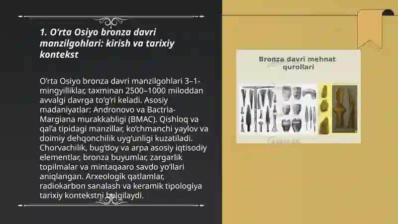 O‘rta Osiyo bronza davri manzilgohlari 3