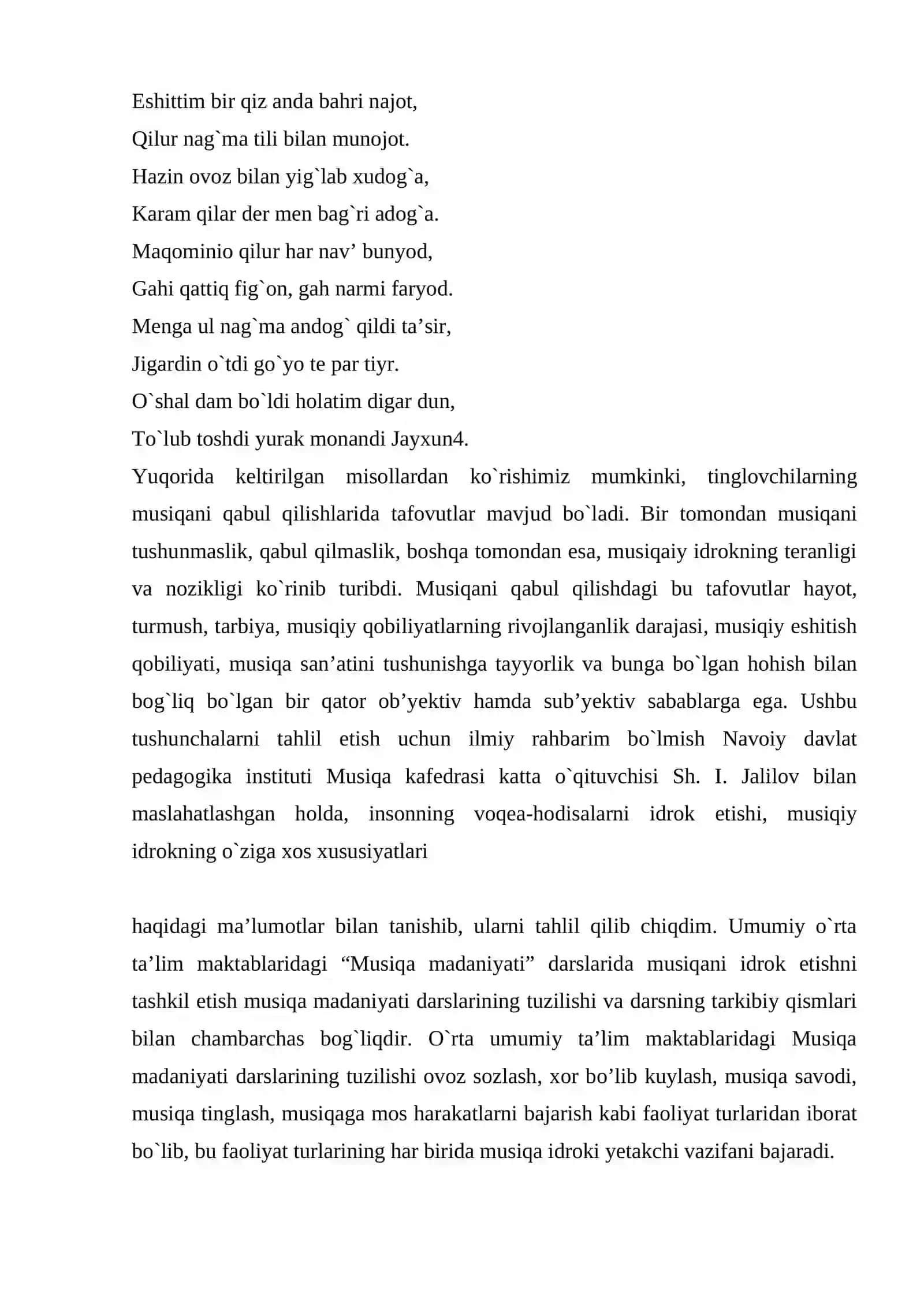 MUSIQA TINGLASHDA XISSIYOT, IDROK TARBIYASI 3