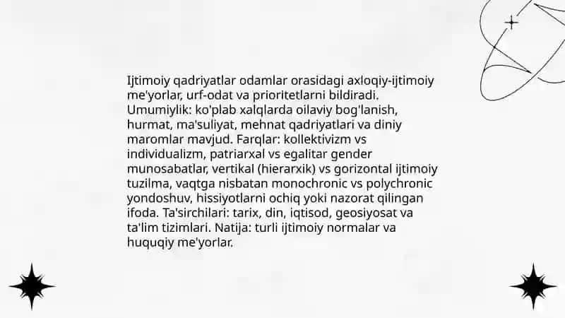 Dunyo xalqlari madaniyatidagi umumiylik va farqlar 3