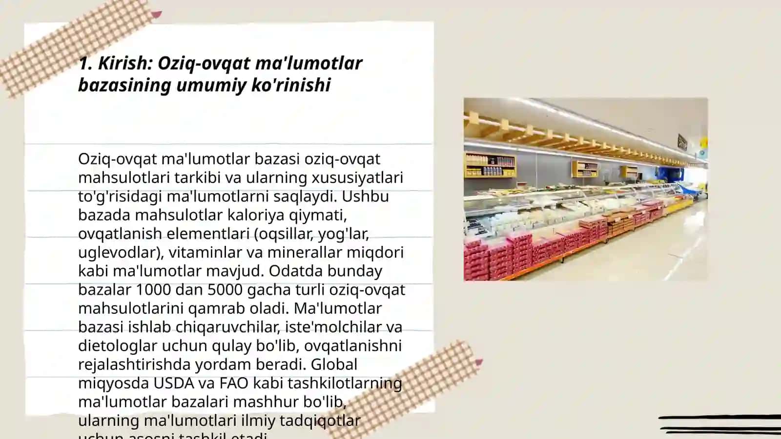 Oziq-ovqat ma'lumotlar bazasi 3