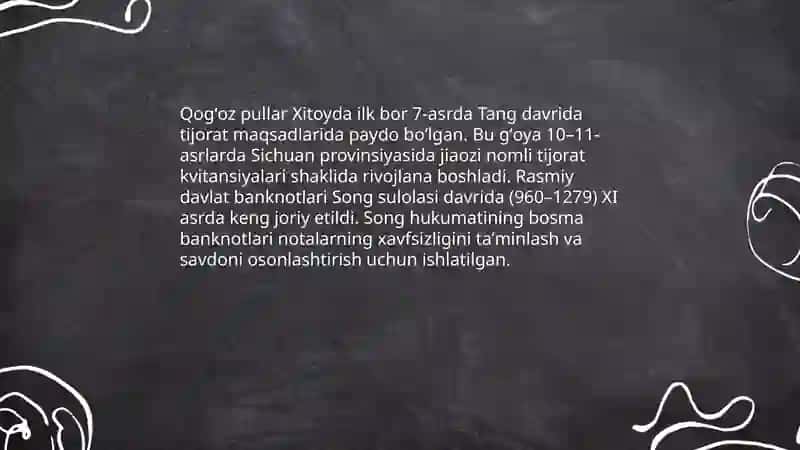 Qogʻoz pullarning rivojlanish bosqichlari 3