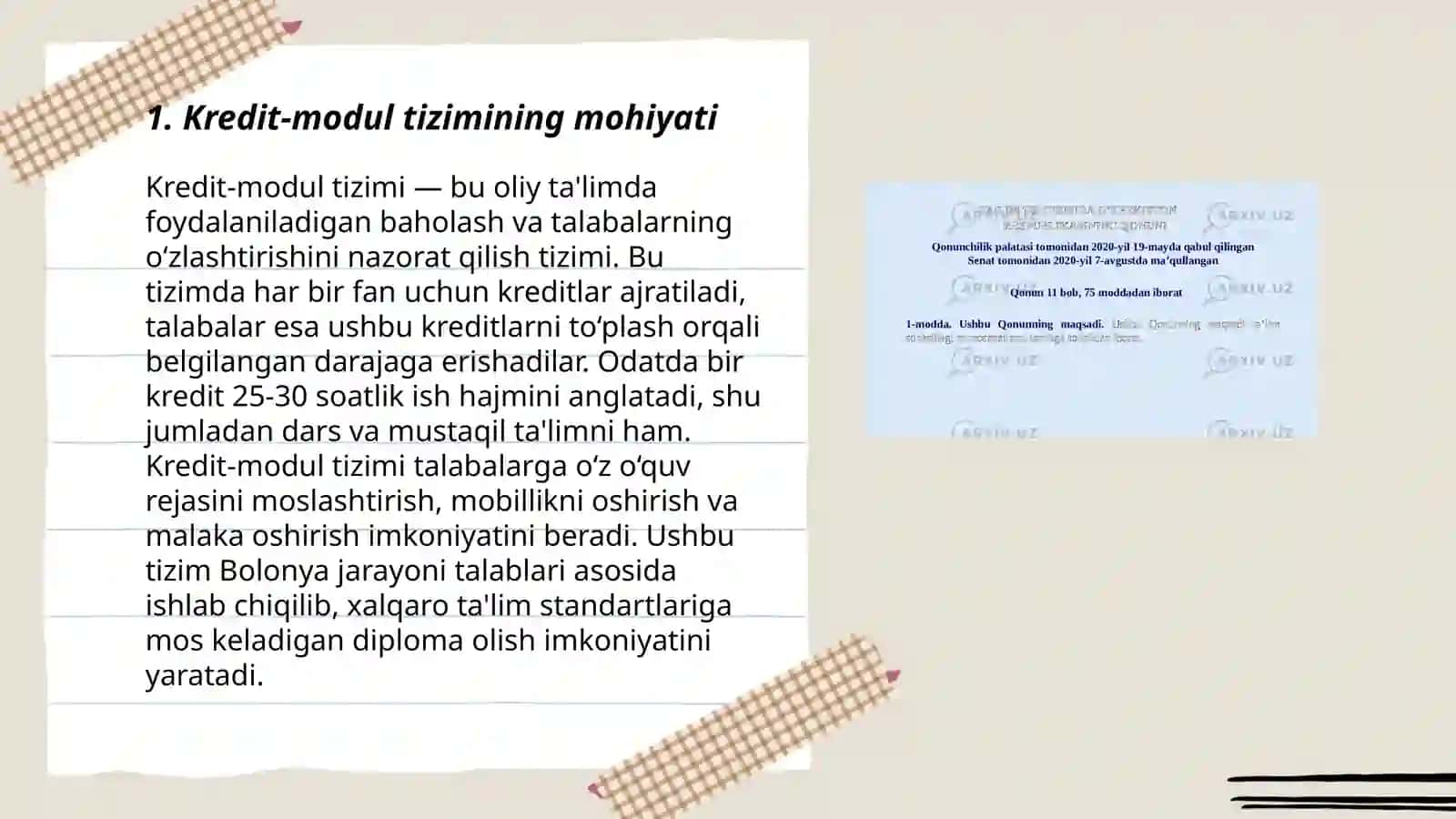 Kredit-modul tizimining mohiyati 3