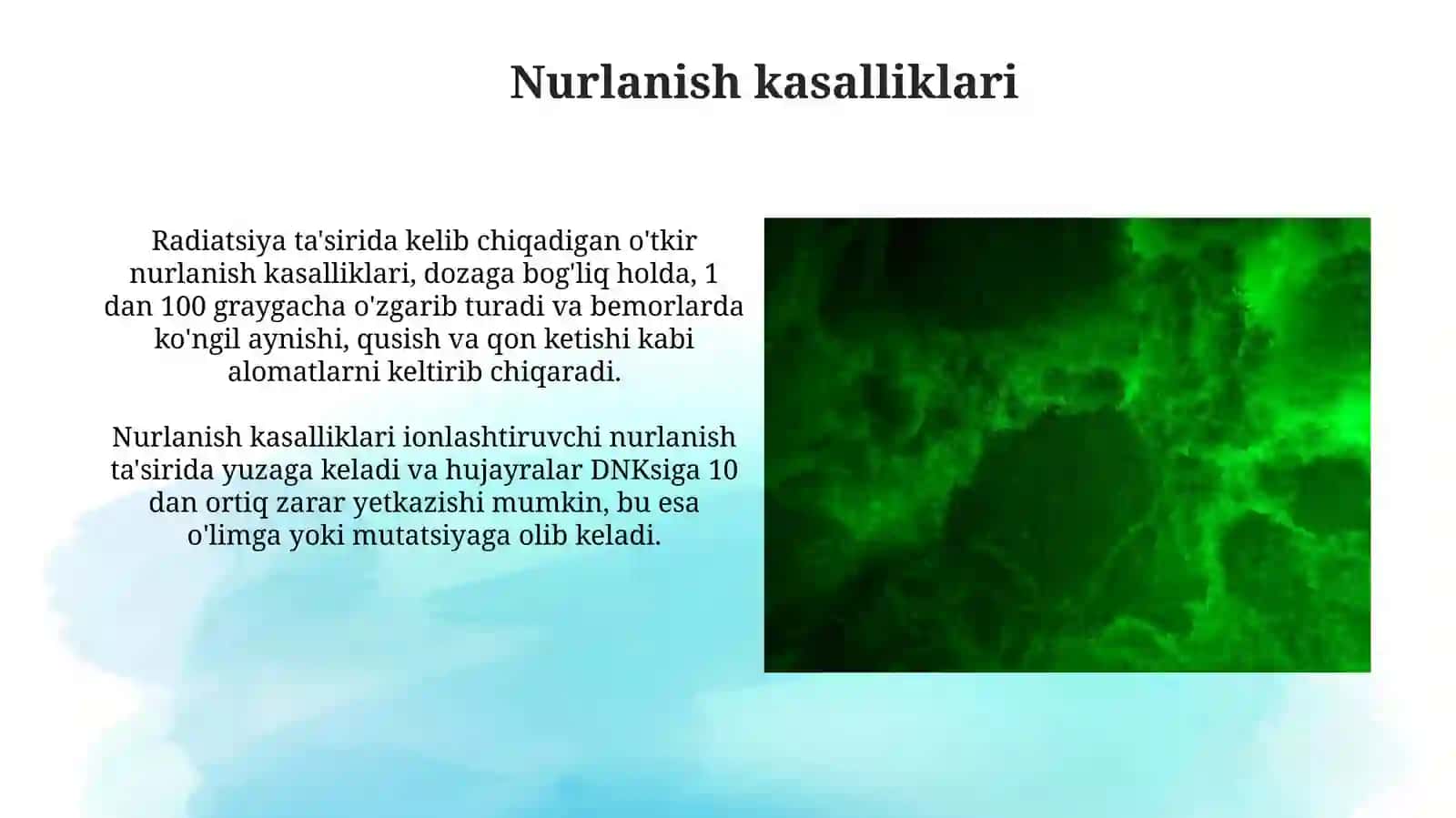 Ionlovchi nurlanishning hujayralarga ta'siri 3