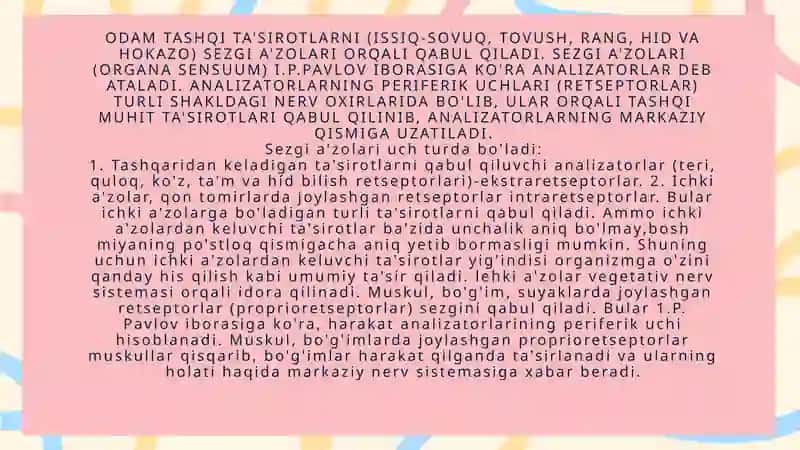 Sensor tizimi. Ko‘ruv analizatori 3