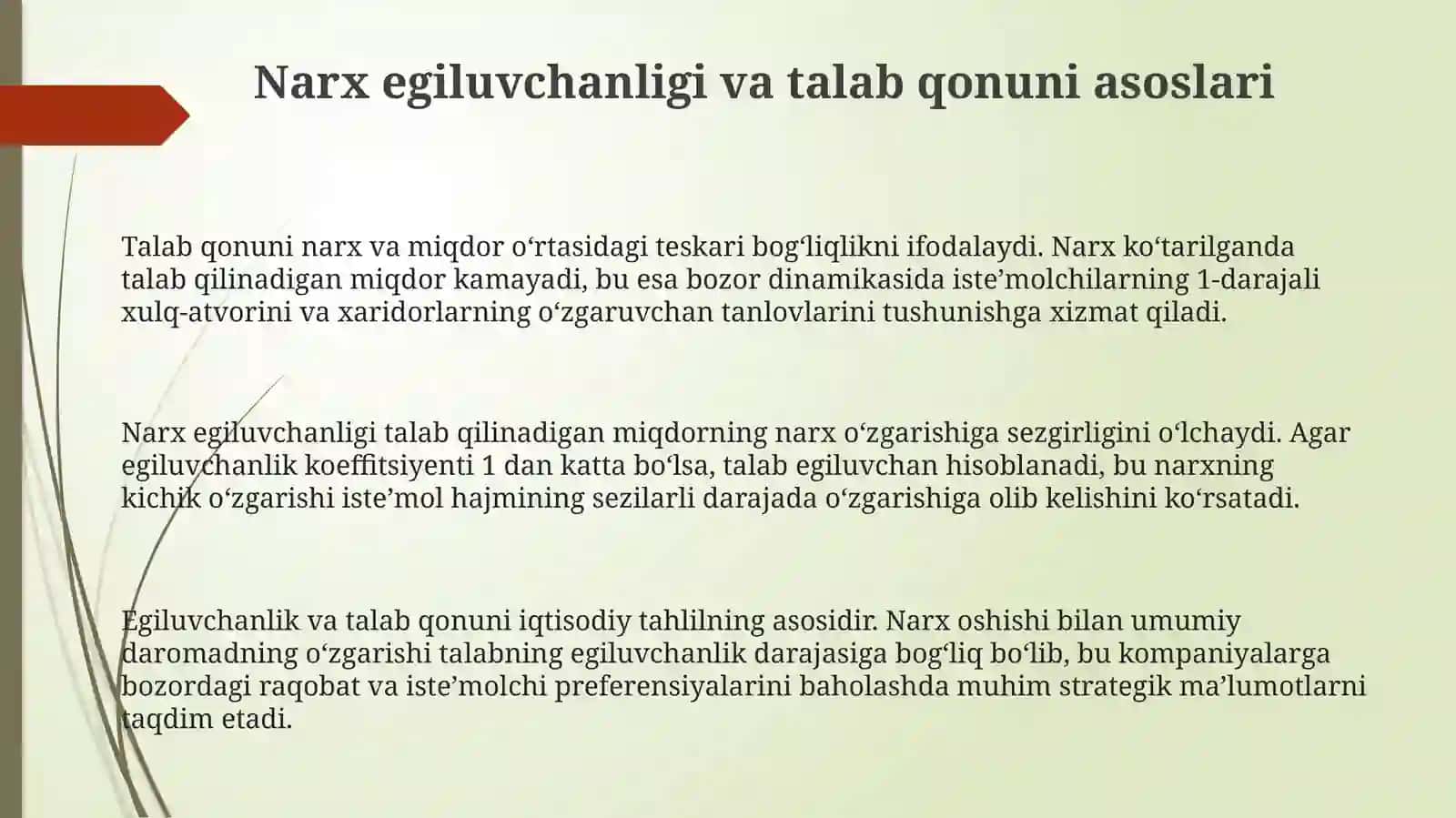 Narx egiluvchanligi va talab qonuni asoslari 3