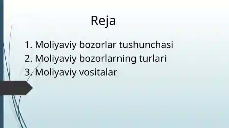 Moliyaviy bozorlar, ularning turlari va moliyaviy vositalar 3