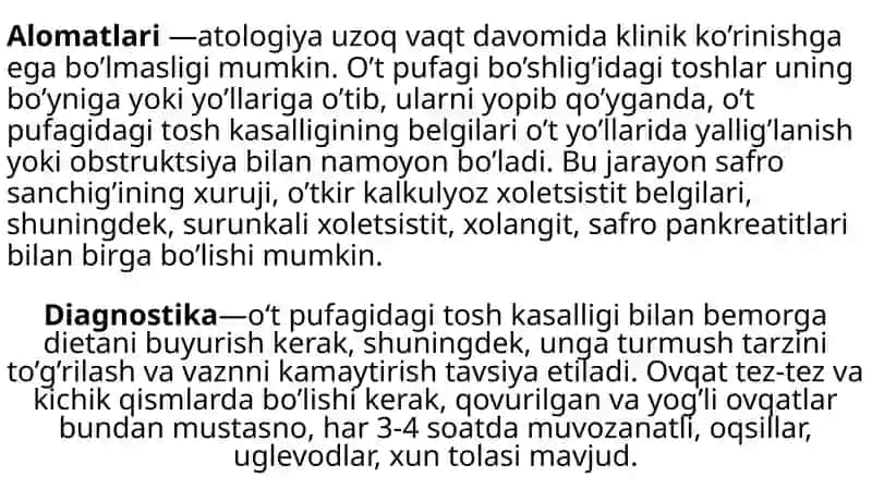 O‘t pufagida tosh paydo bo‘lish sabablar 3