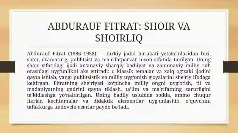 Abdurauf Fitrat: shoir va shoirliq 3