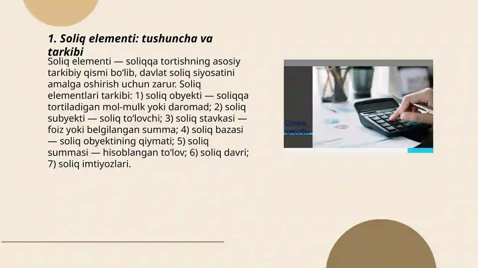 Soliq elementlari va ularning tasnifi 3