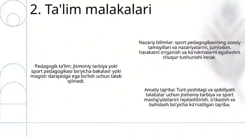 Sport Pedagogiga QoʻYiladigan Talablar 3