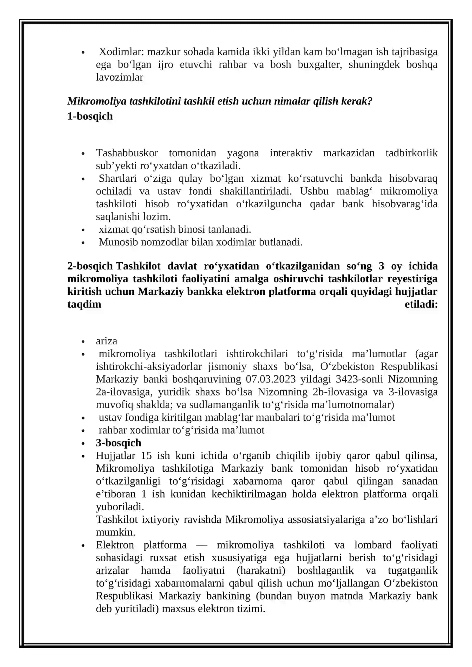 Mikromoliya tashkilotlari asosiy faoliyati 3