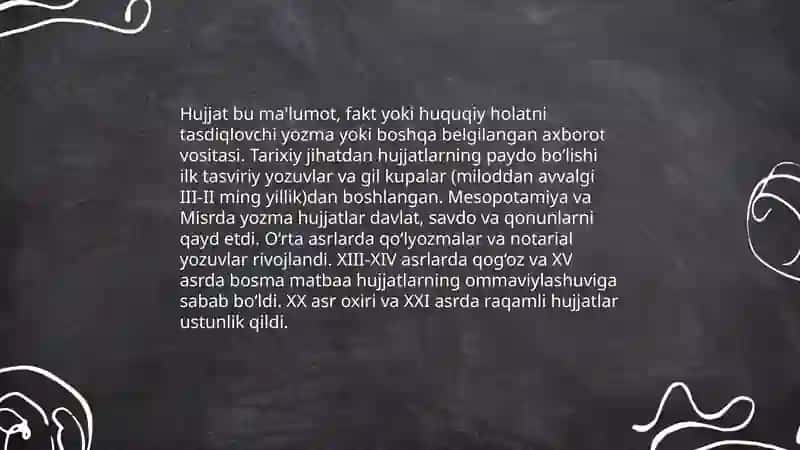 Hujjatlarni paydo bo'lishi va tarixi 3
