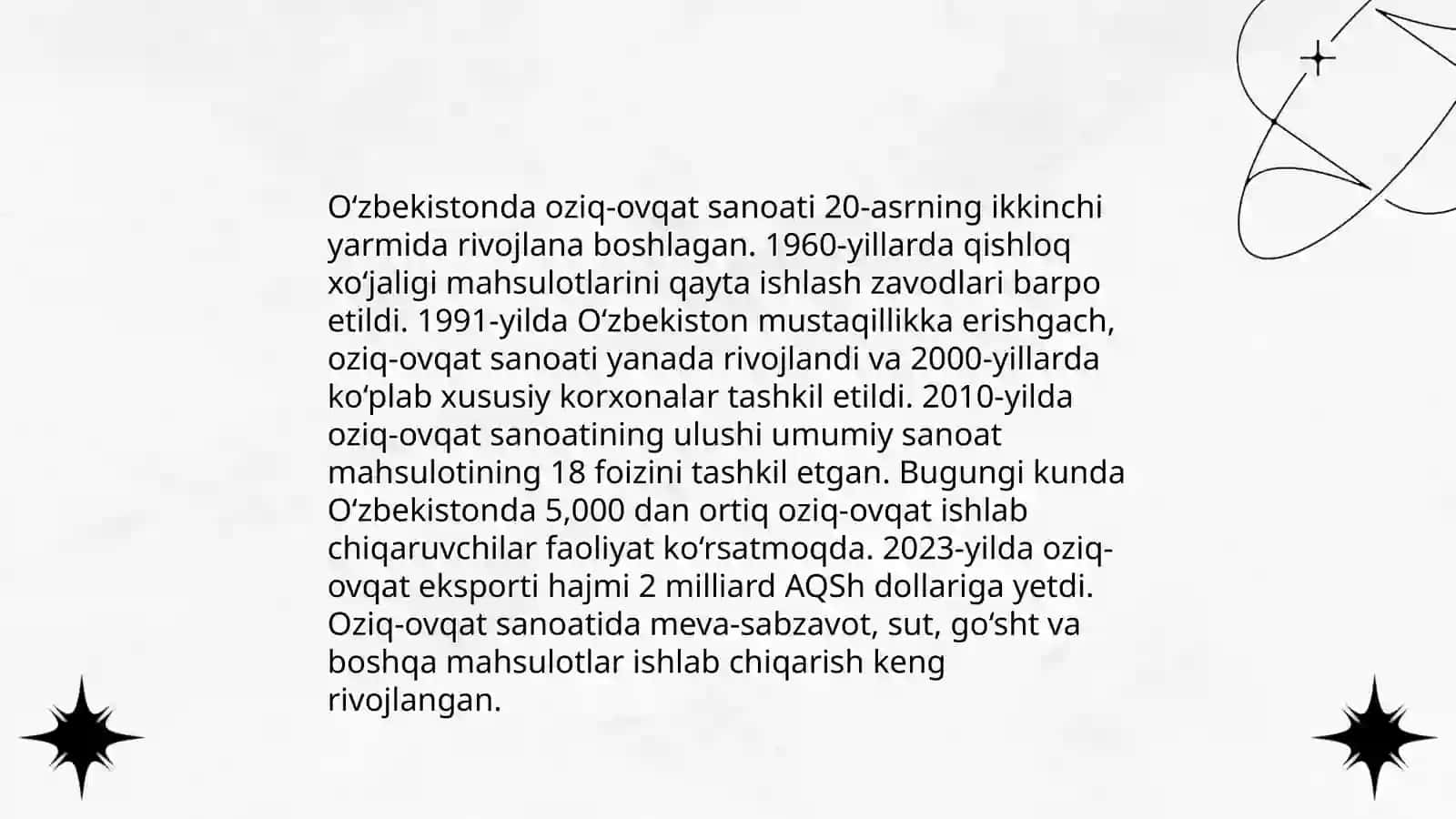 O‘zbekistonda oziq ovqat sanoati 3