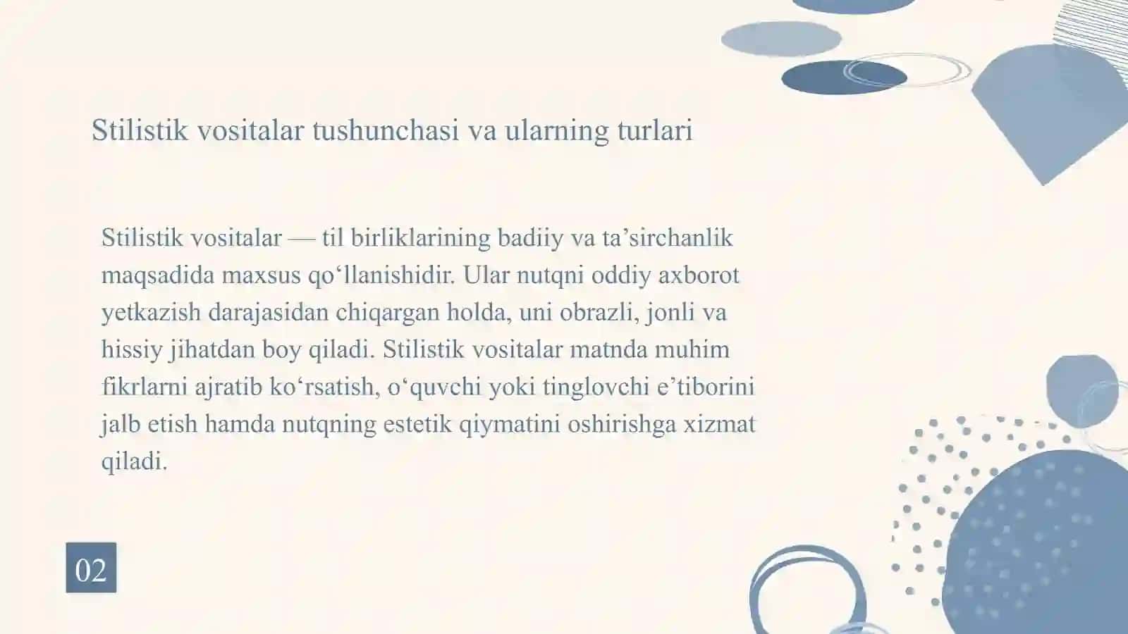 Stilistik vositalarning matndagi vazifasi 3