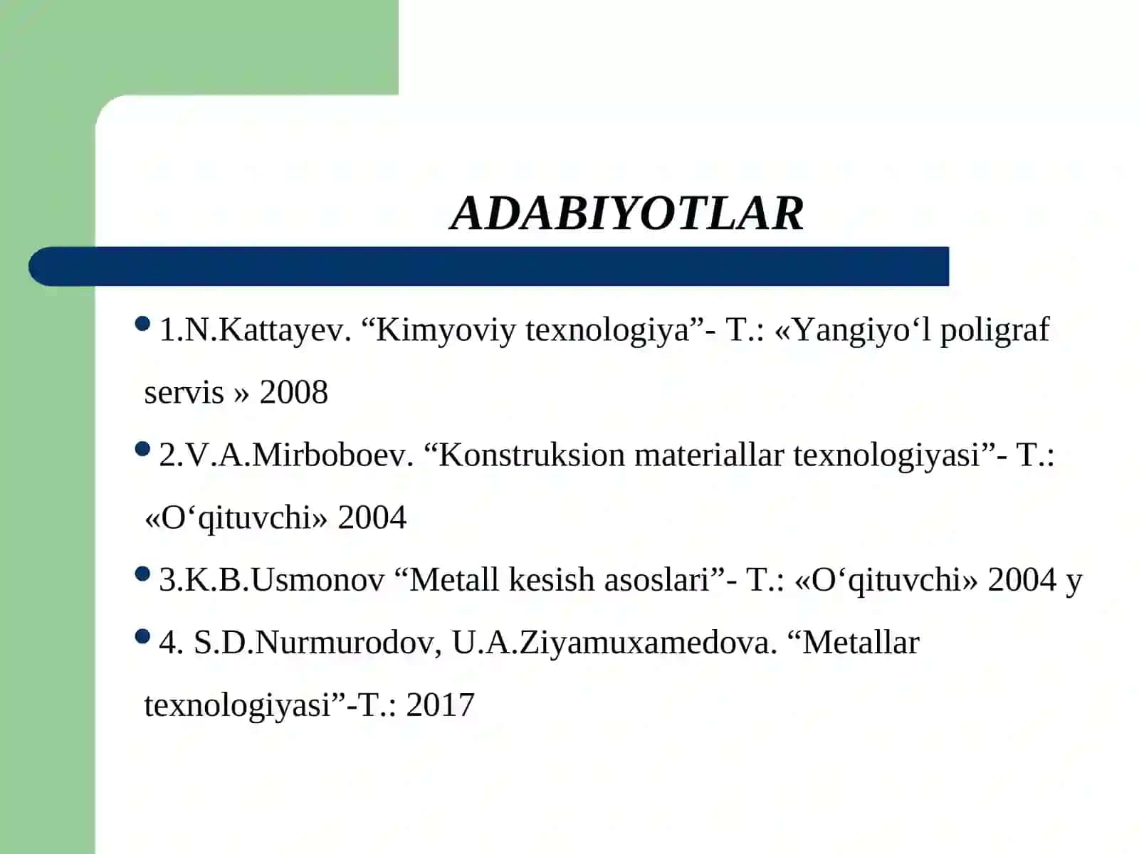 Metallarning umumiy xossalari va olinish usullari 3