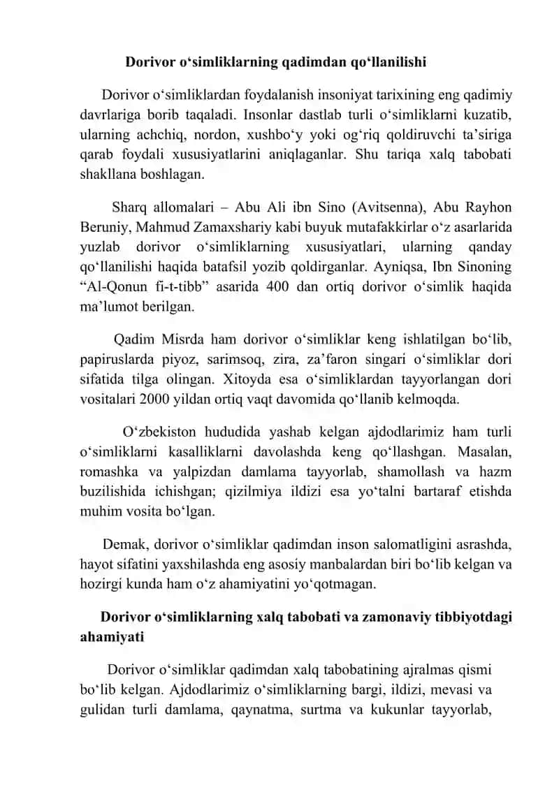 Dorivor o'simliklarning inson hayotidagi roli 3