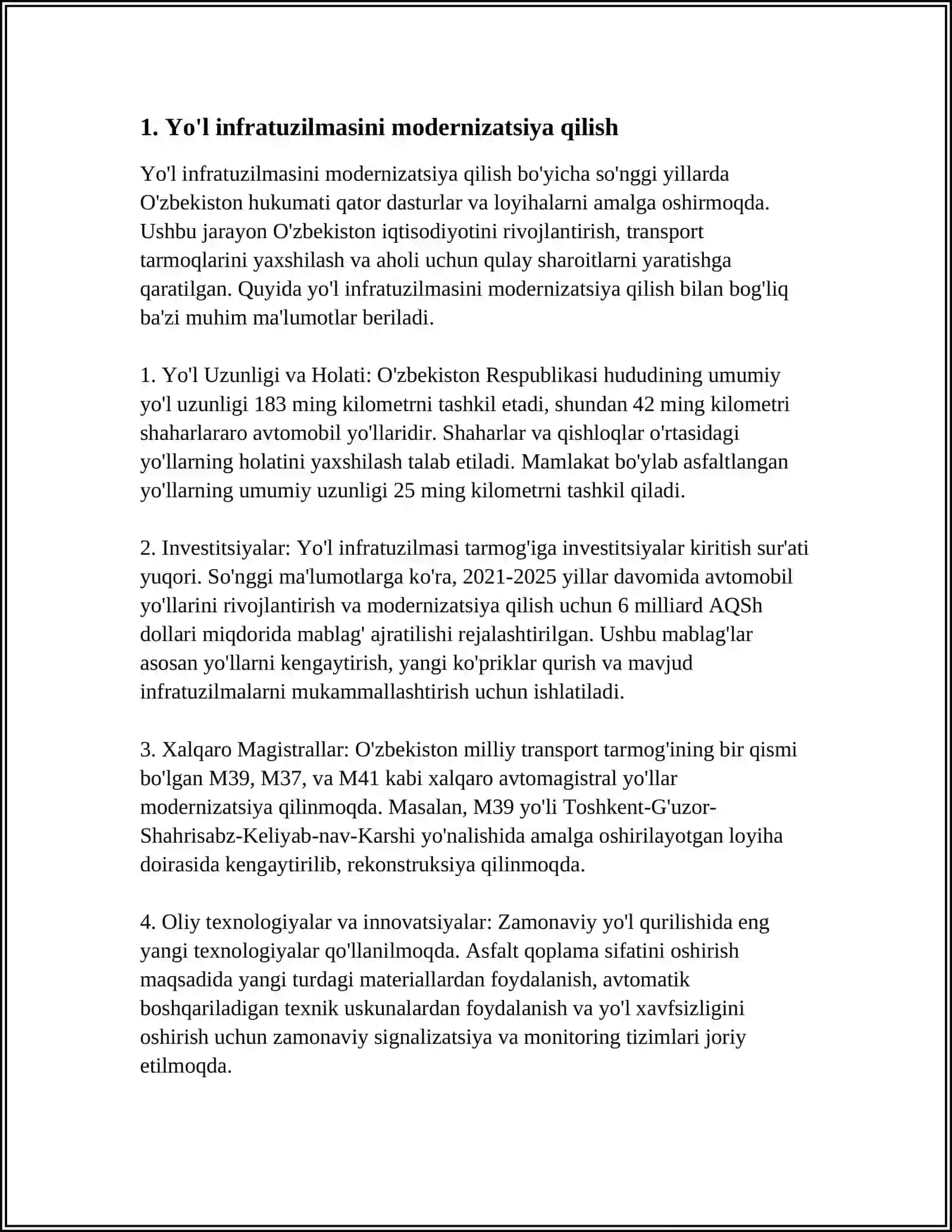 O‘ZBEKISTON RESPUBLIKASINING 2030-YILGACHA BO‘LGAN DAVRGA MO‘LJALLANGAN TRANSPORT STRATEGIYASI 3