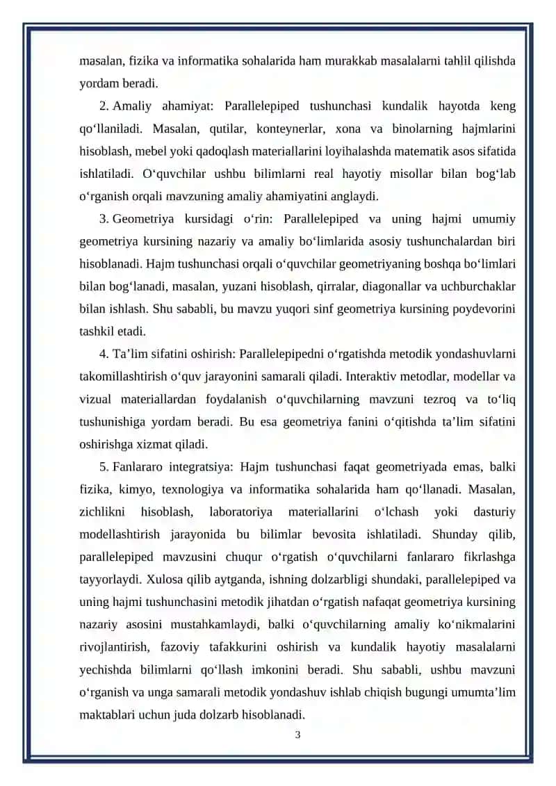 Parallelepiped va uning hajmi tushunchasi 3