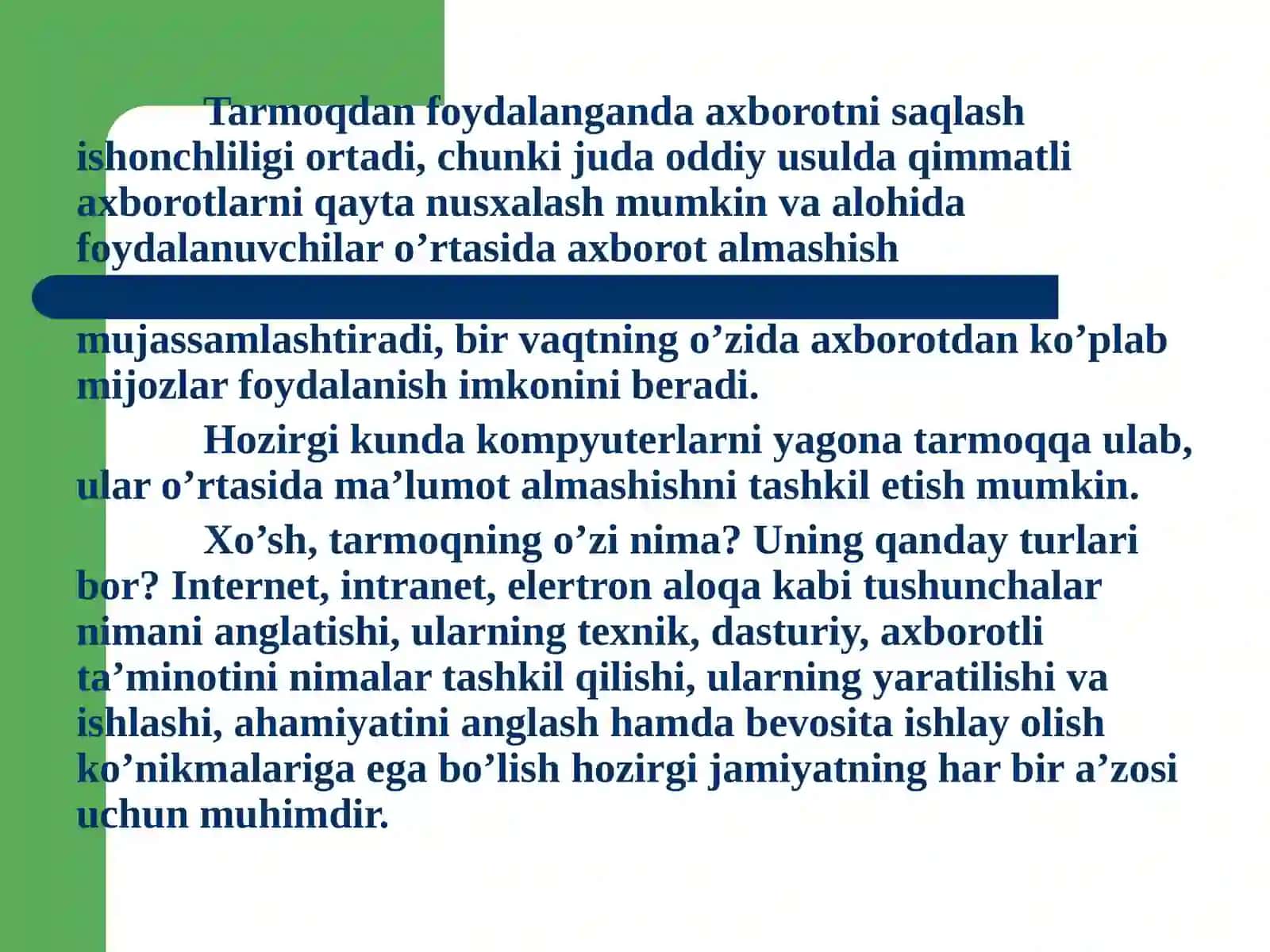 Internet Tarmoqlari Fanidan Taqdimot 3