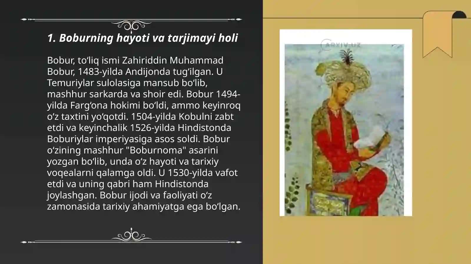 Boburning hayoti va tarjimayi holi 3