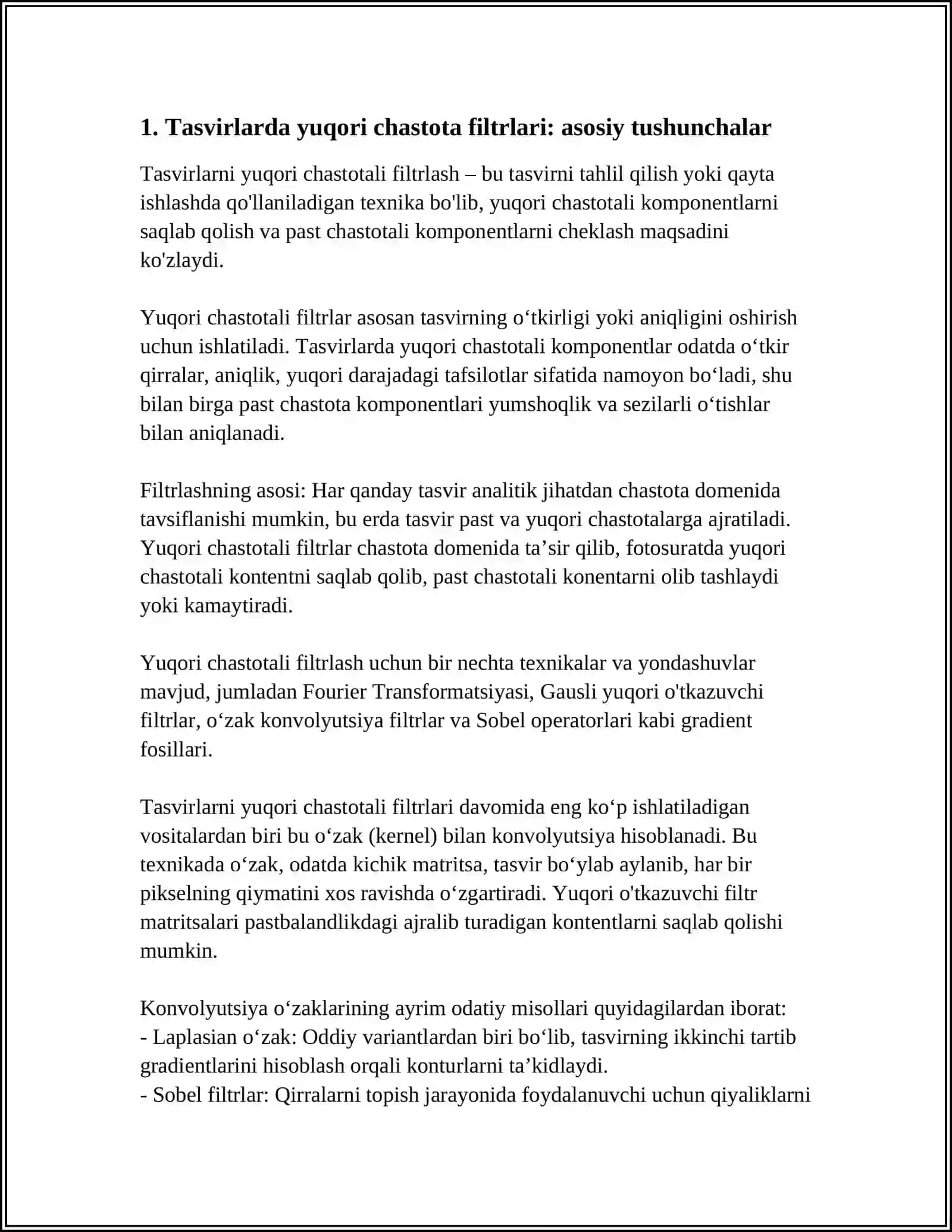 TASVIRLARNI YUQORI CHASTOTALI FILTRLAR 3