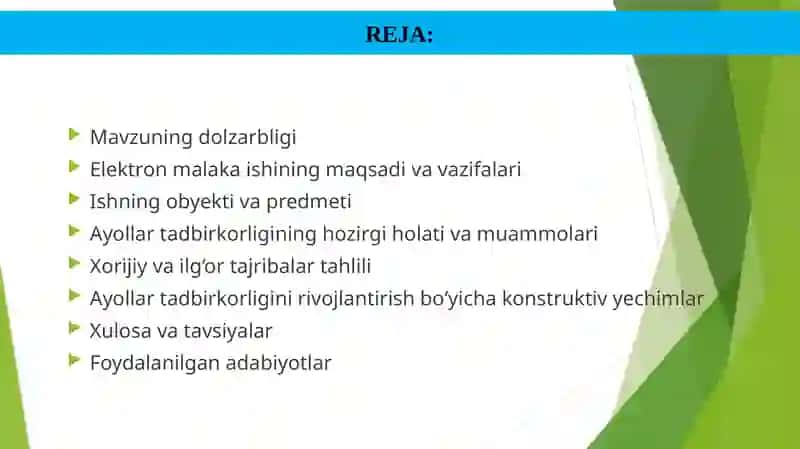 Ayollar tadbirkorligini rivojlantirish muommolari va yechimlari 3