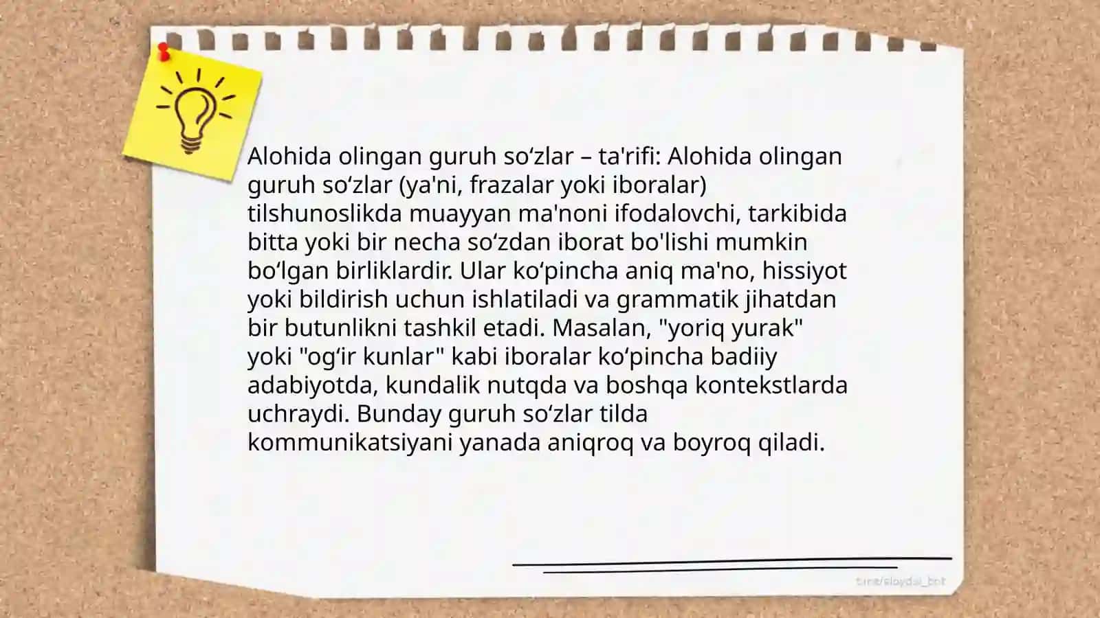 Alohida olingan guruh soʻzlar, ularning turlari 3