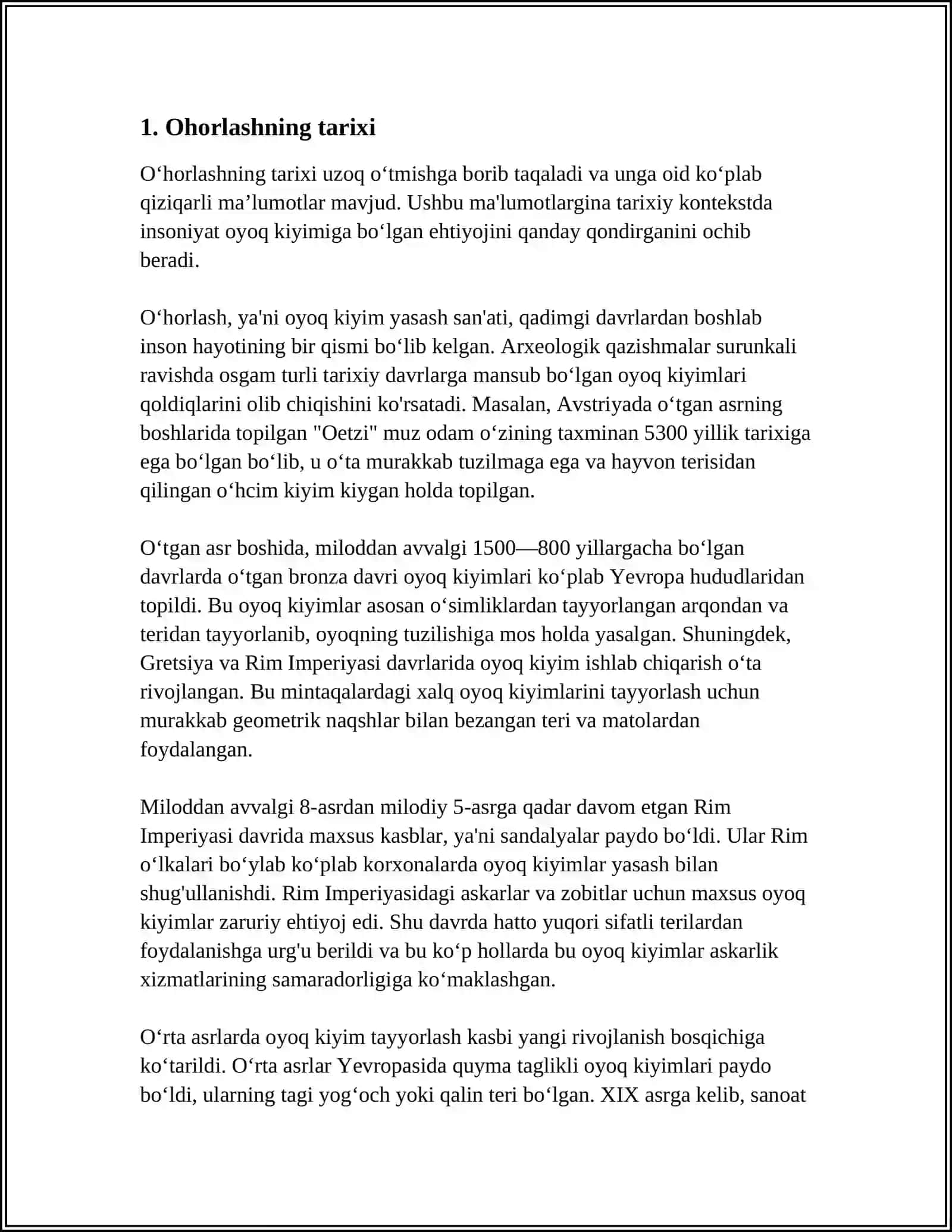 MUSTAQIL ISH Mavzu: OHORLASH 3