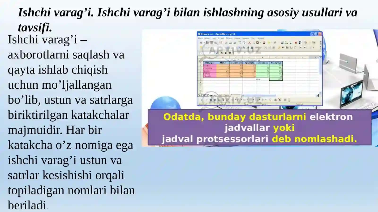 Elektron jadvalning imkoniyatlari 3