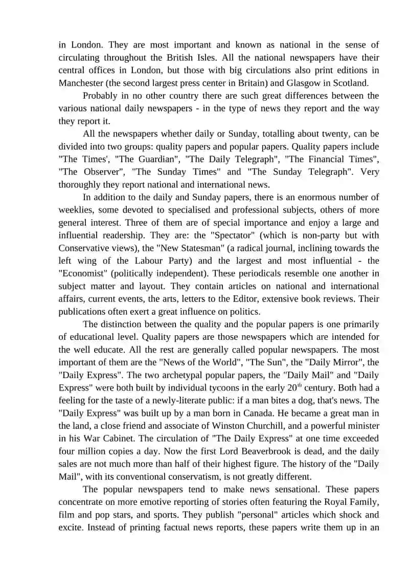 The Mass Media and Press in Britain 3