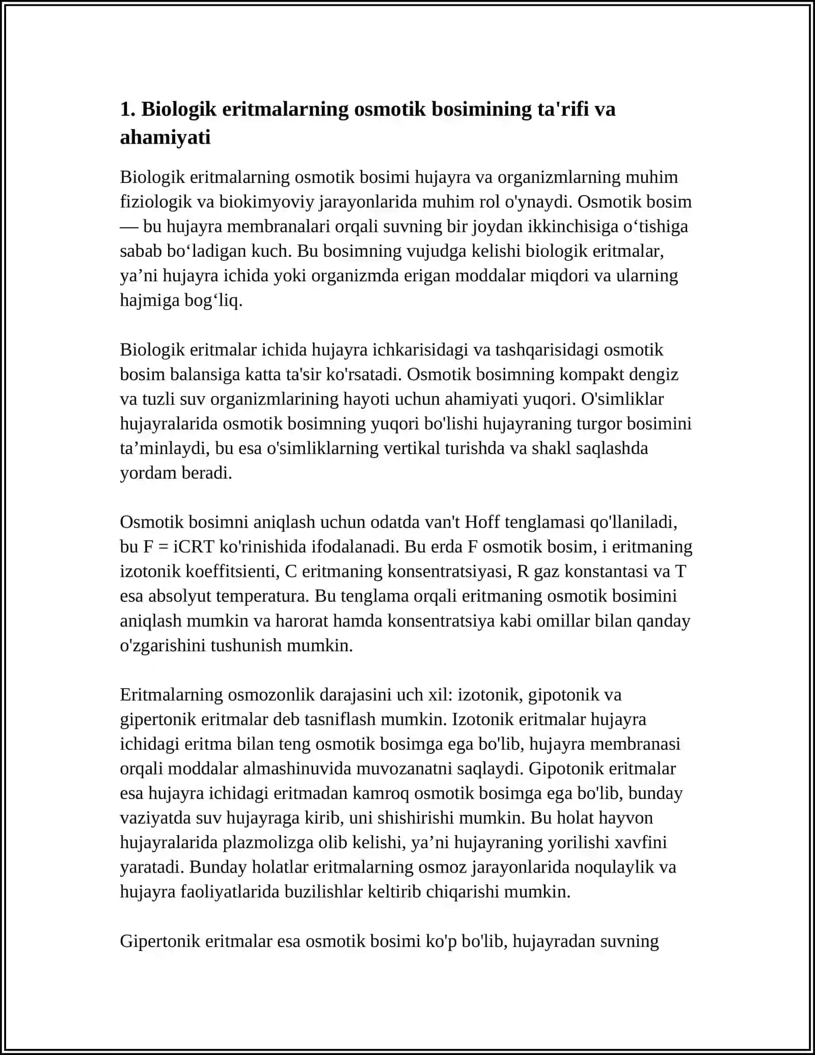 BIOLOGIK ERITMALARNING OSMOTIK BOSIMI 3