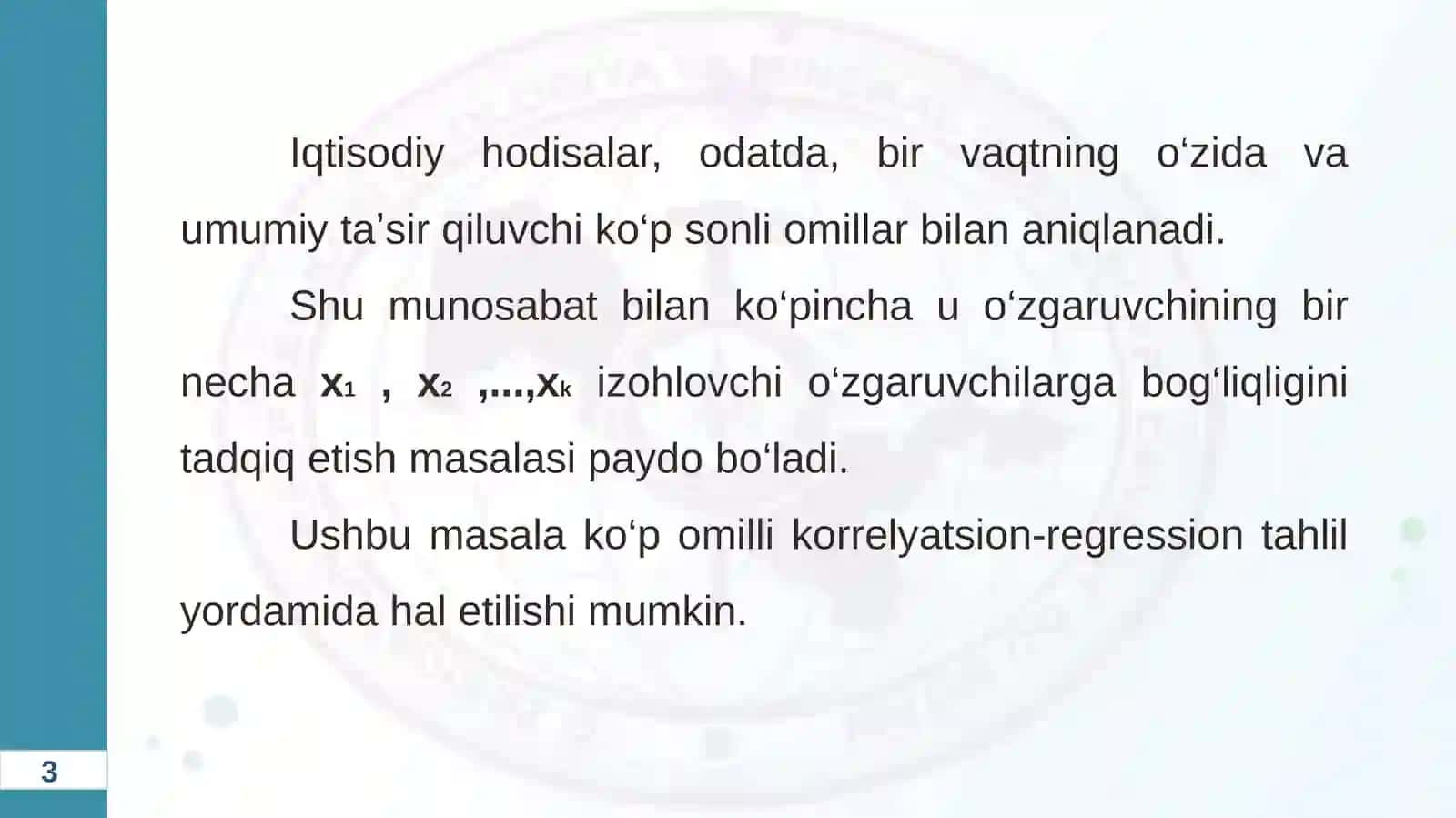 KO‘P OMILLI EKONOMETRIK TAHLIL 3