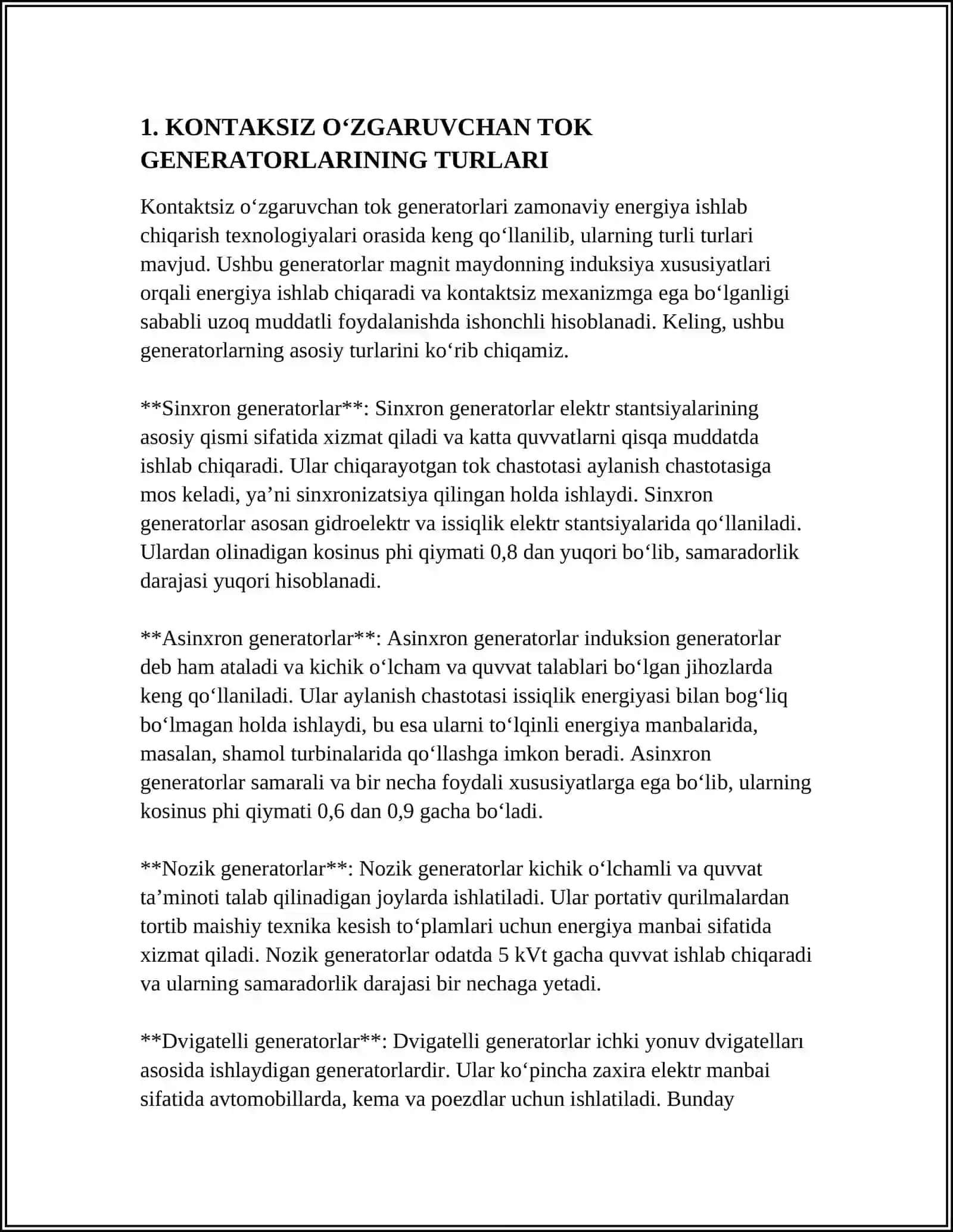 KONTAKSIZ O‘ZGARUVCHAN TOK GENERATORLARNING TURLARI 3