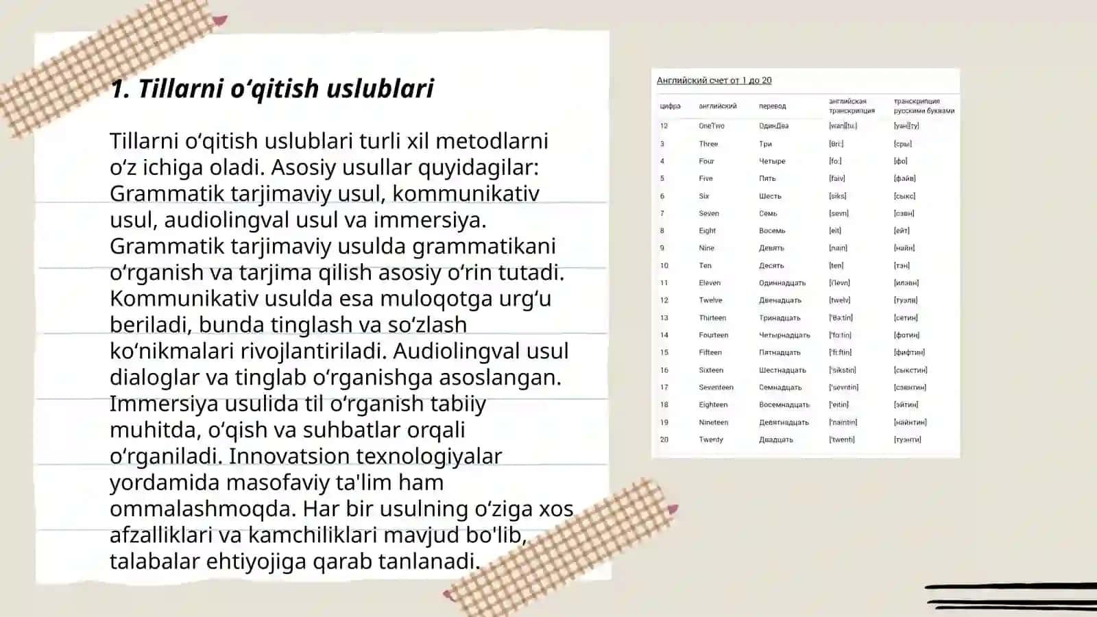 Tillarni oʻqitish takomillari 3