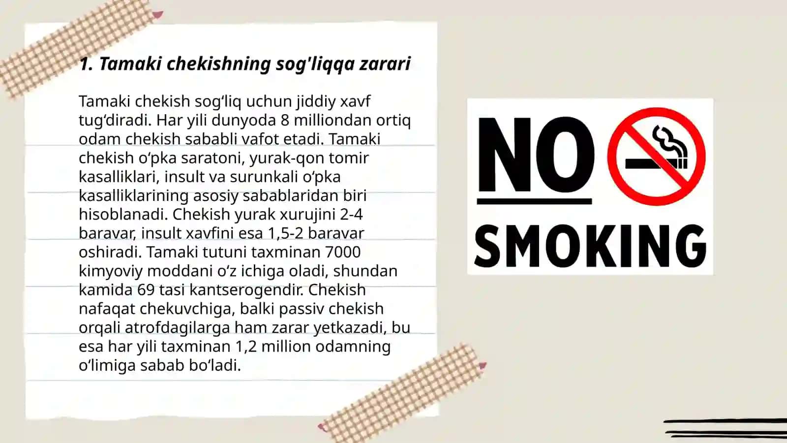 Tamaki chekishning sog'liqqa zarari 3