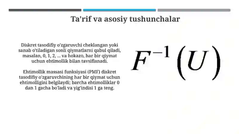Diskret tasodifiy miqdorning taqsimot qonuni 3