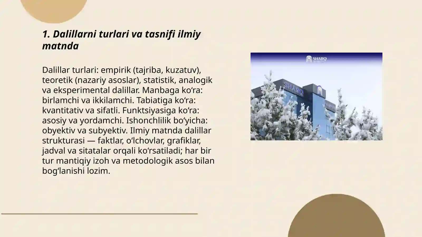 Dalillarni turlari va tasnifi ilmiy matnda 3