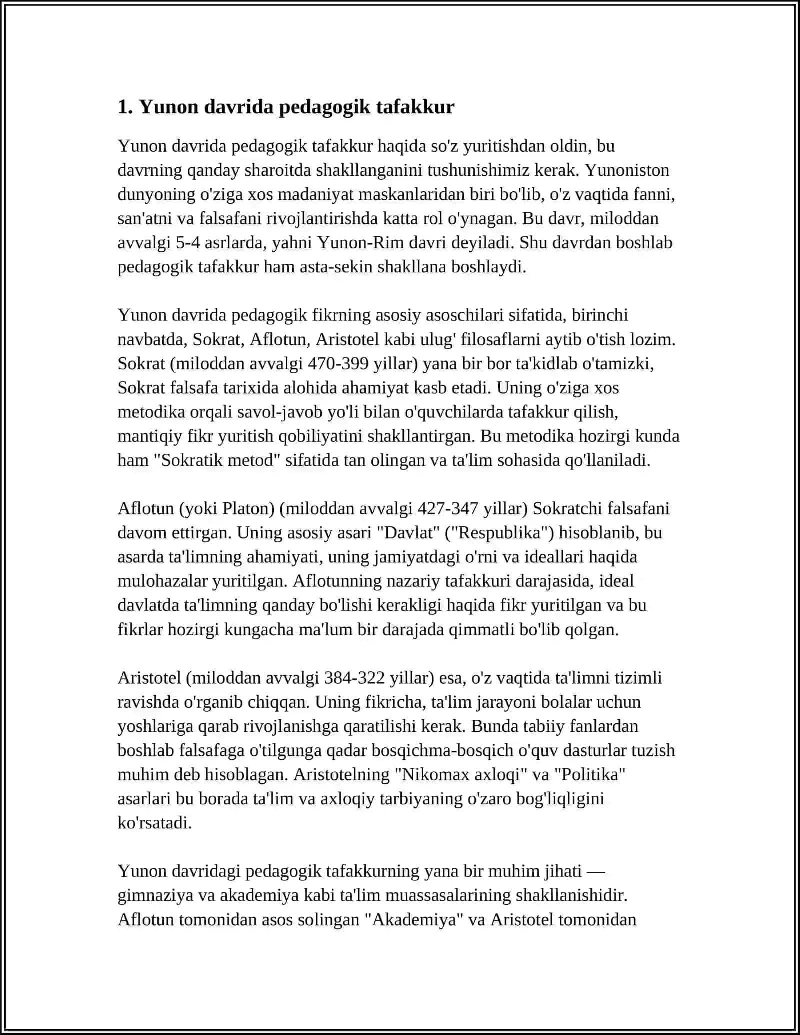 Yunon davrida pedagogik tafakkur 3
