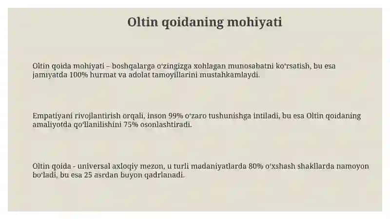 Oltin qoida asosida yashash komilinsonliksariqadam 3
