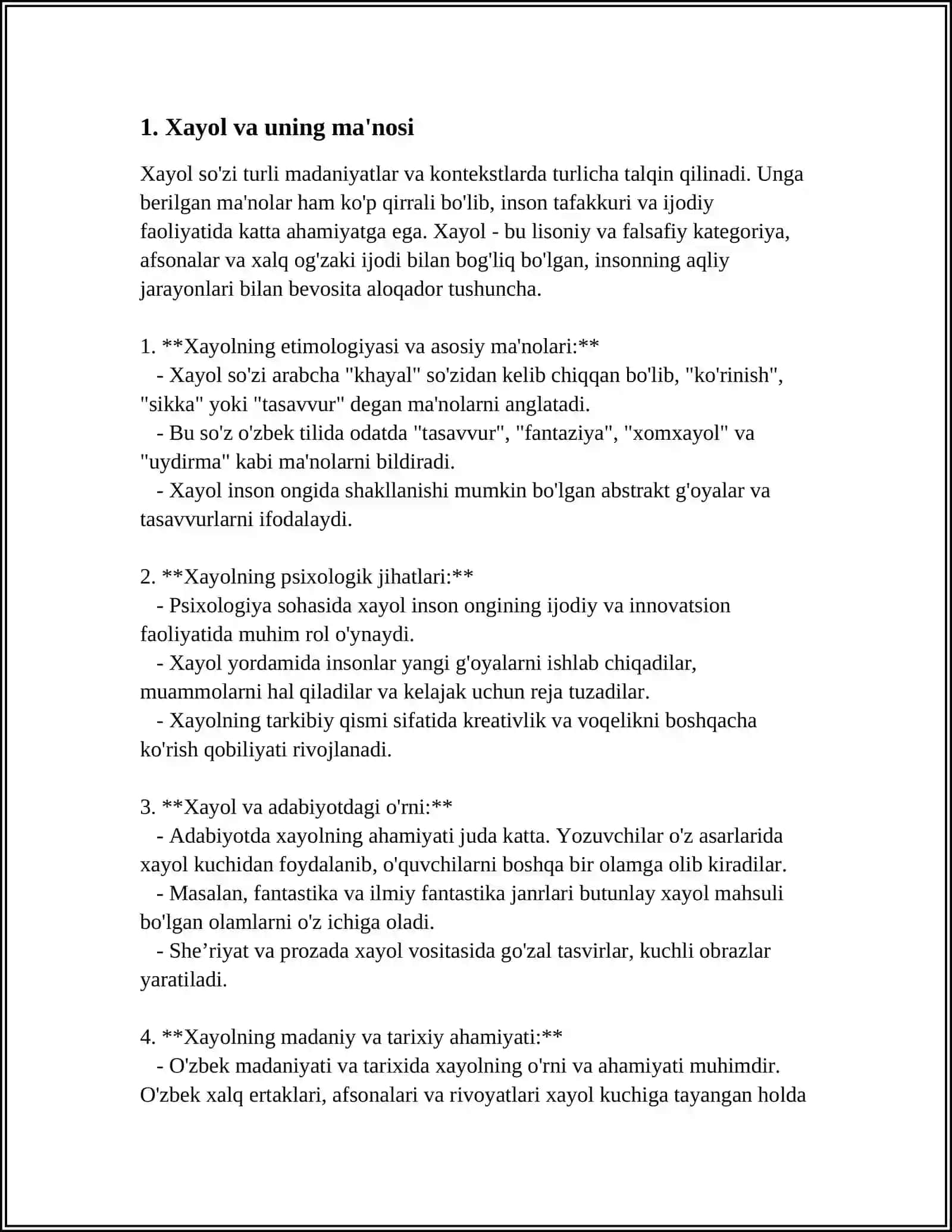 XAYOL VA UNING TURLARI 3