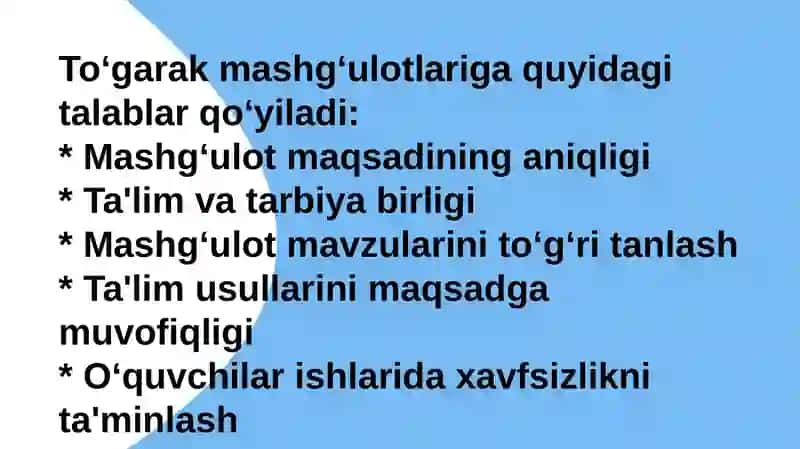 To‘garak mashg‘ulotlari 3