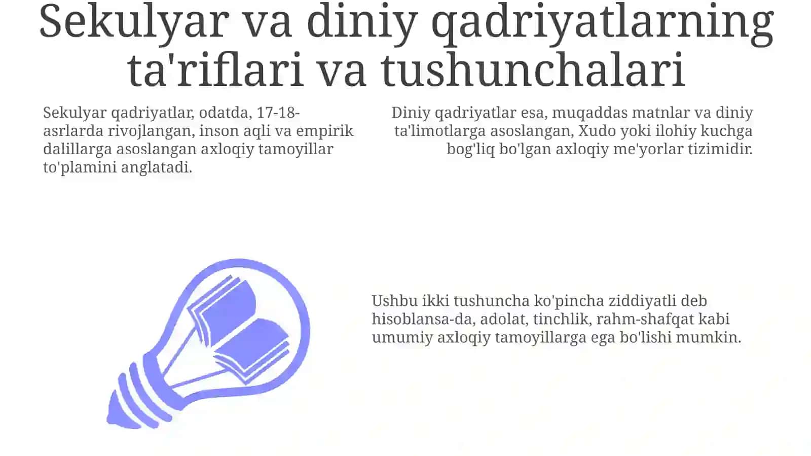 Dunyoviy va diniy qadriyatlar uyg'unligi 3