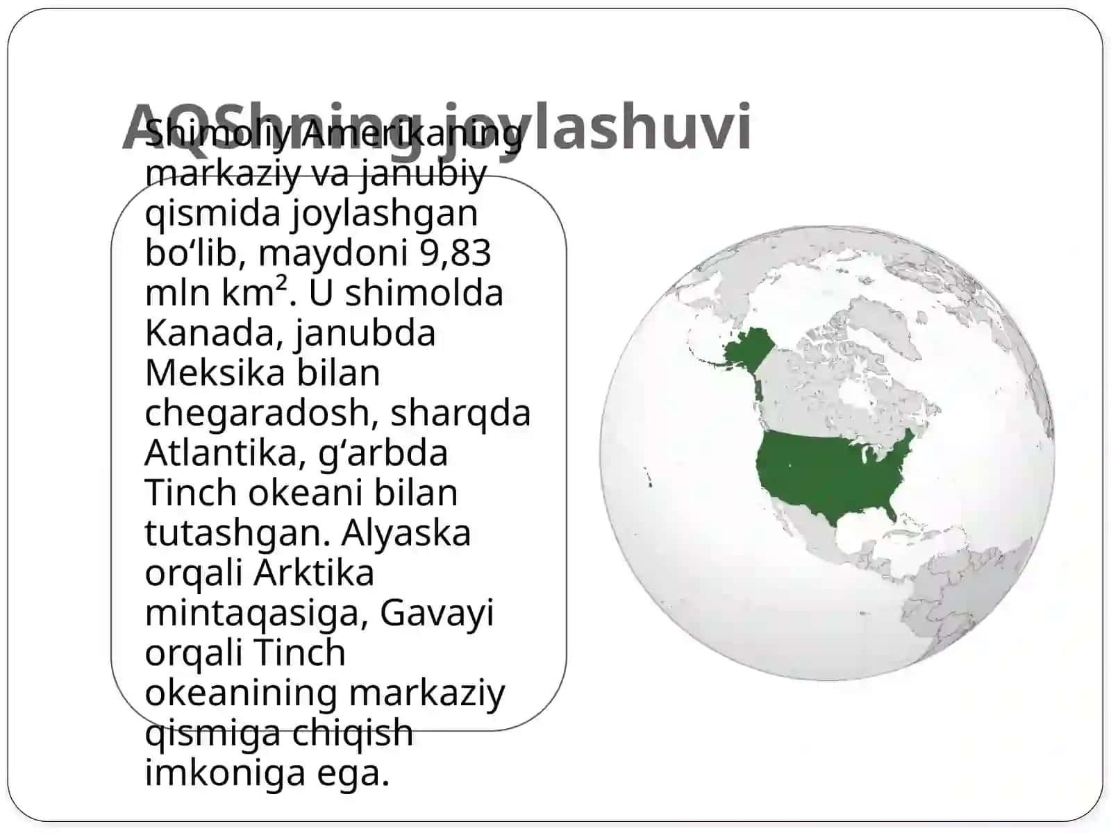 AQShning geografik o'rni 3