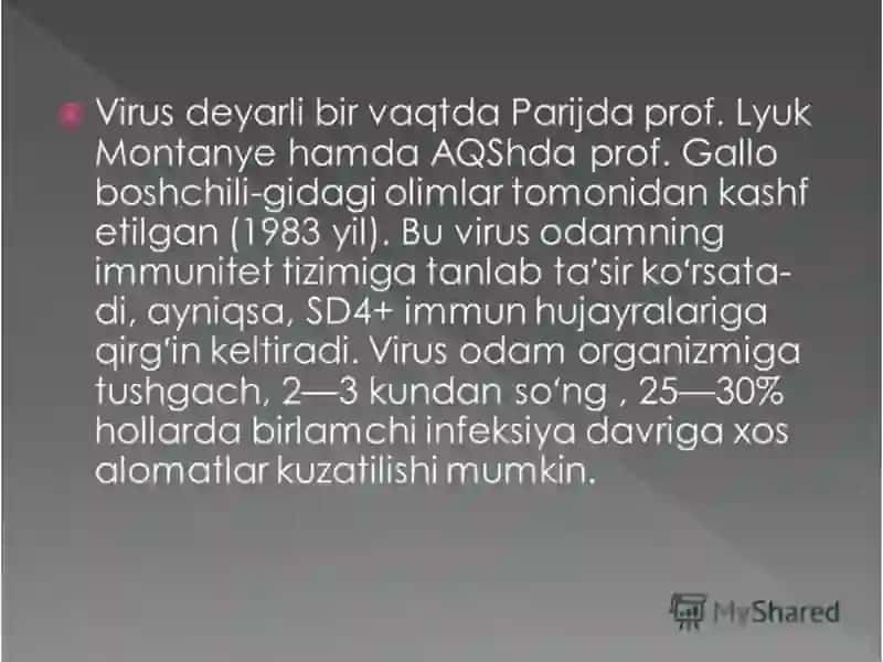 Orttirilgan immun tandisligi sindromi (OITS) 3