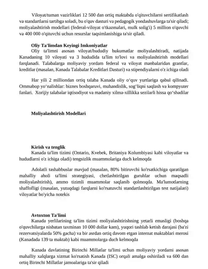 Kanadada talim tarbiya jarayoni 3