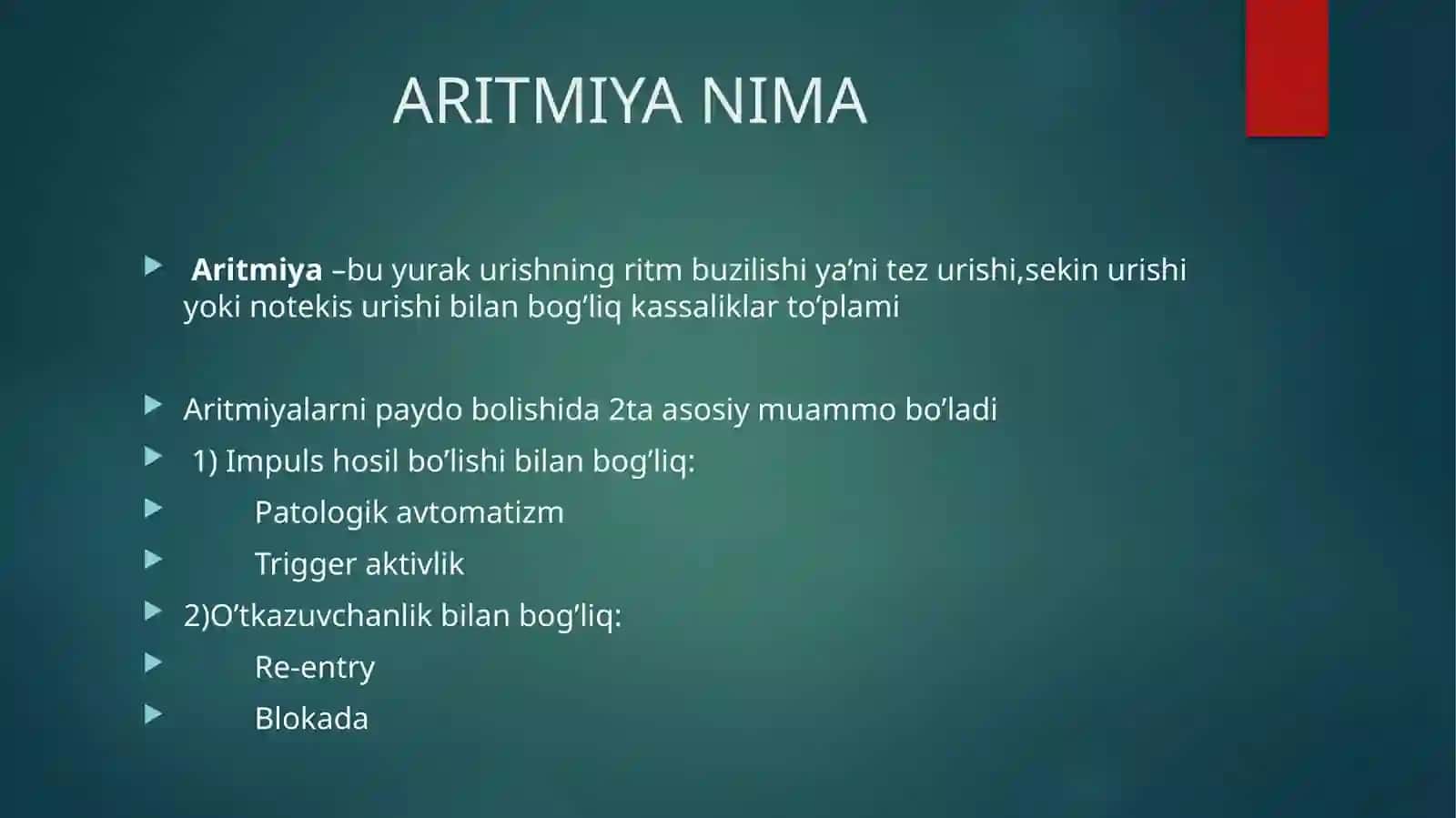 Yurak ritmining buzilishi. Taxikardiya. Bradikardiya 3