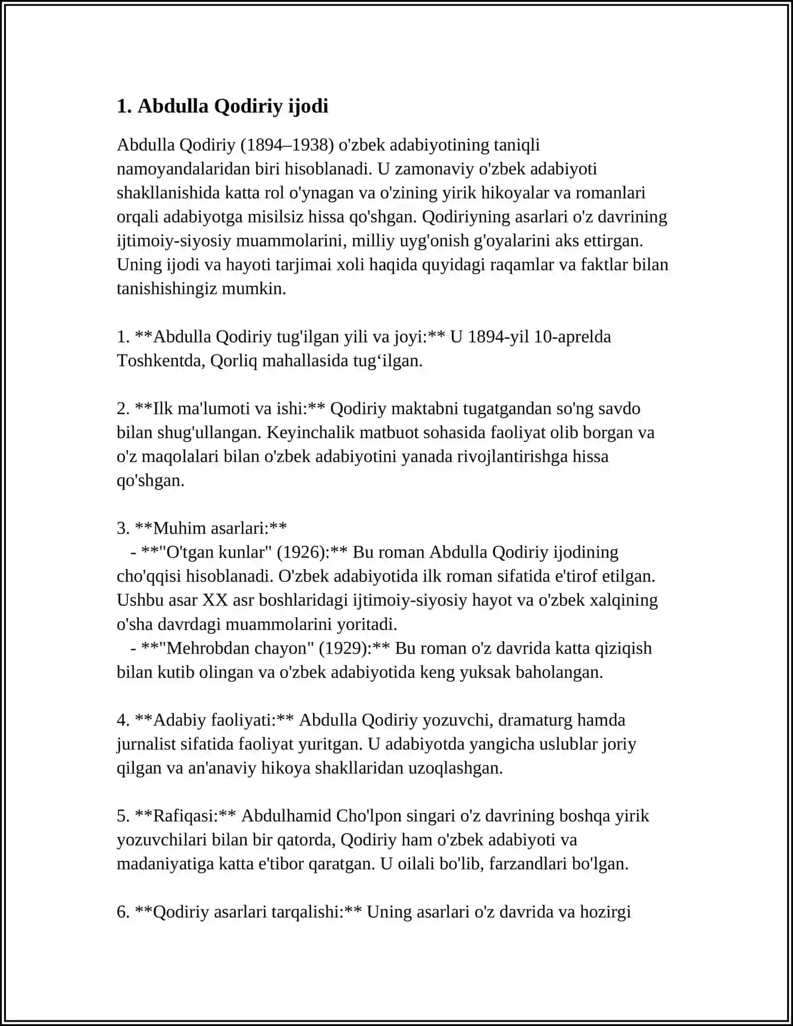 MASHHUR ÓZBEK ADIBLARI IJODI 3